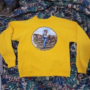 Vintage Yellow Hanes Cowboy Sweatshirt